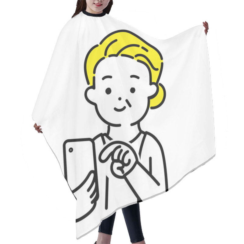 Personality  Illustration Series Of Cute Person _ Senior Women_Motan Hair Cutting Cape