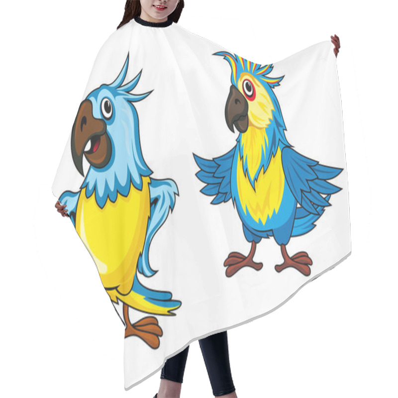 Personality  Yellow And Blue Parrots Cartoon Characters Hair Cutting Cape