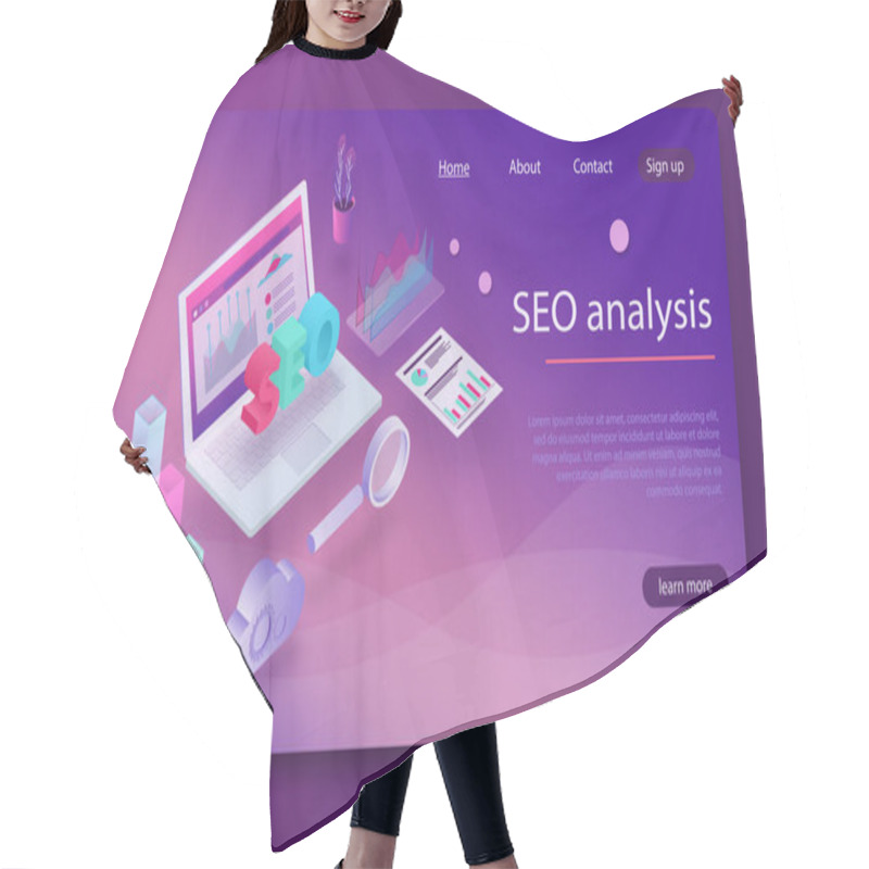 Personality  Seo Analysis And Optimization, Seo Strategies And Marketing Concept. Hair Cutting Cape