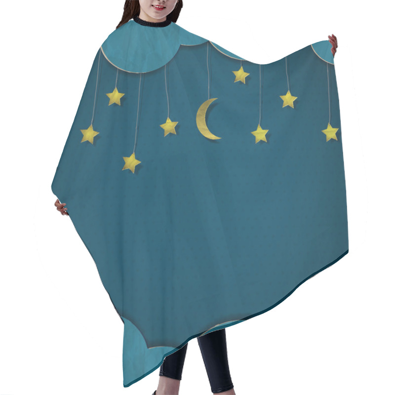 Personality  Moon And Stars. Vector Paper-art Hair Cutting Cape