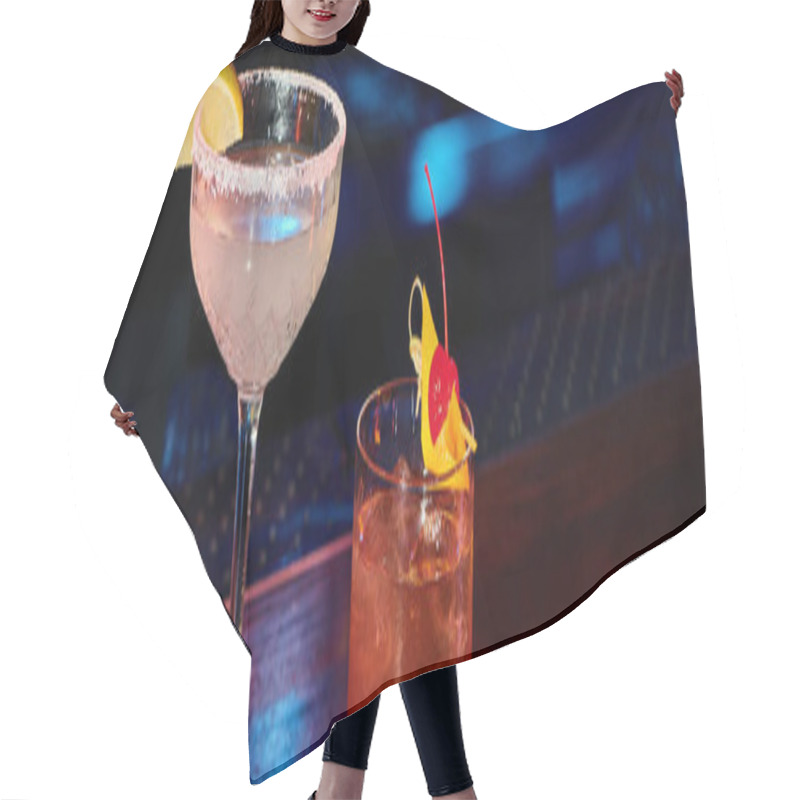 Personality  Thirst Quenching Margarita And Negroni With Decorations With Bar Backdrop, Concept, Banner Hair Cutting Cape