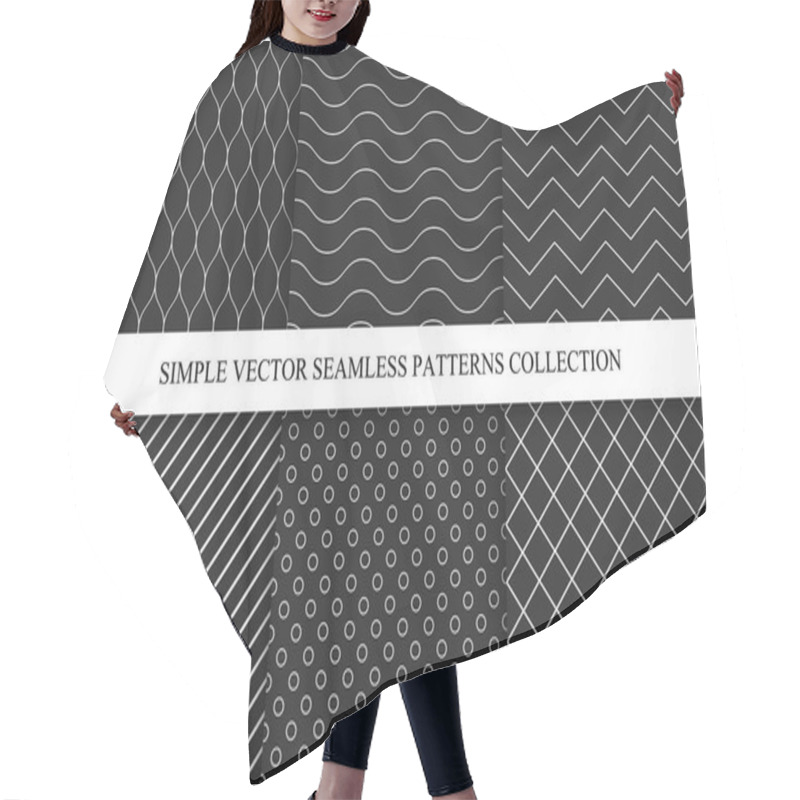 Personality  Seamless Dark Geometric Minimalistic Patterns. Hair Cutting Cape