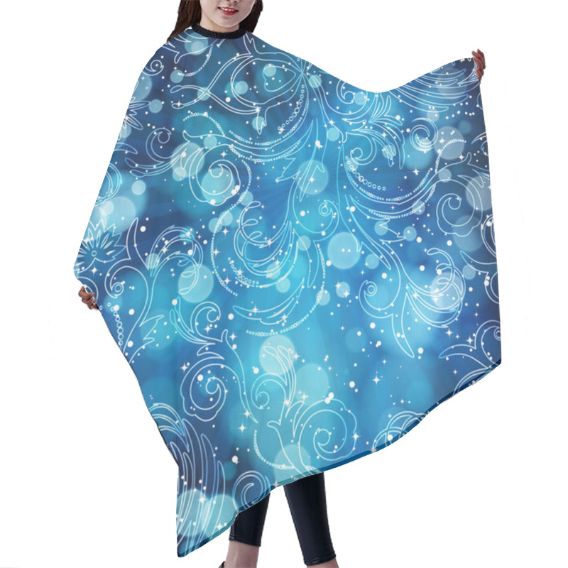 Personality  Abstract Floral Pattern On A Blue Background. Hair Cutting Cape