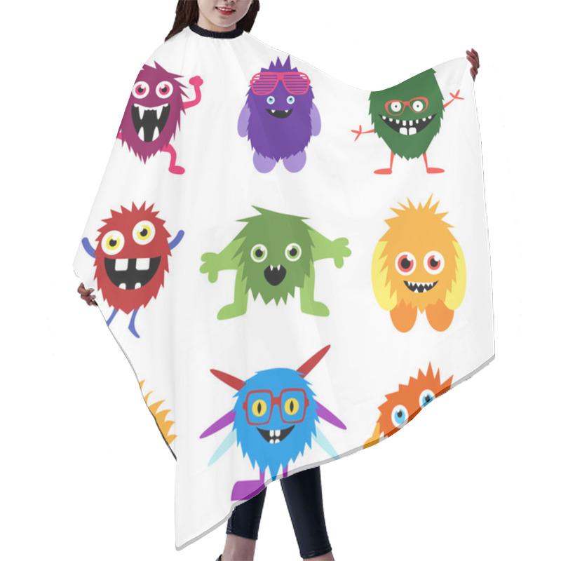 Personality  Vector Set Of Cartoon Cute Monsters And Aliens. Hair Cutting Cape