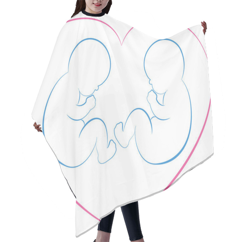 Personality  Twins Babies Heart Hair Cutting Cape