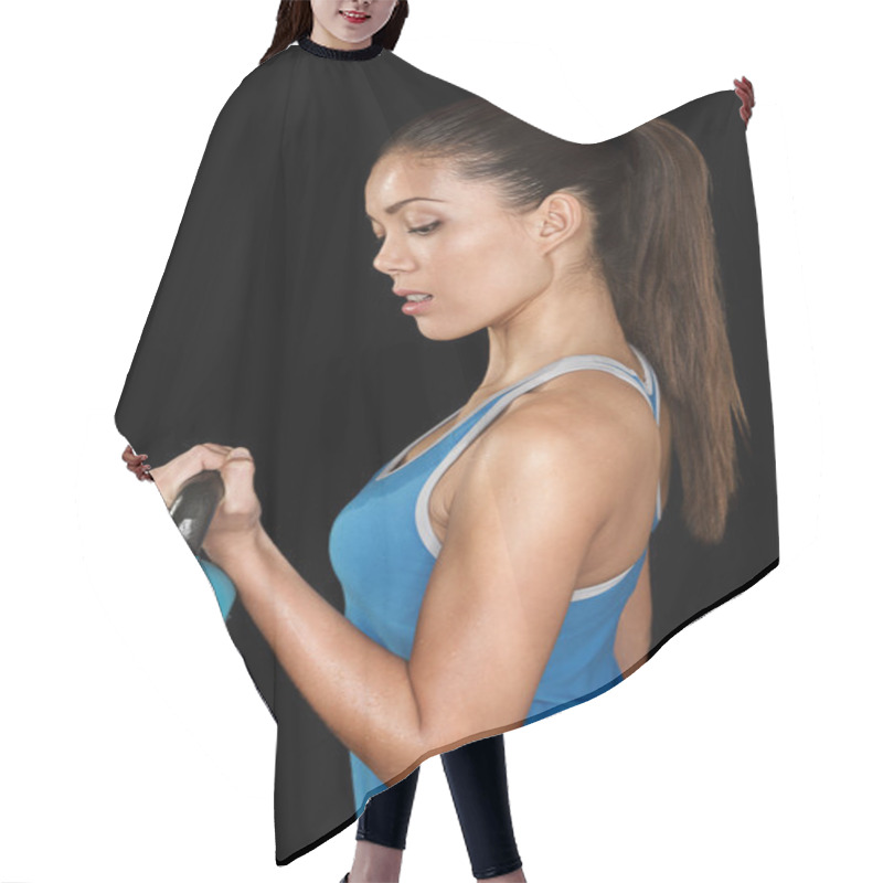 Personality  Fitness Crossfit Woman Portrait Hair Cutting Cape