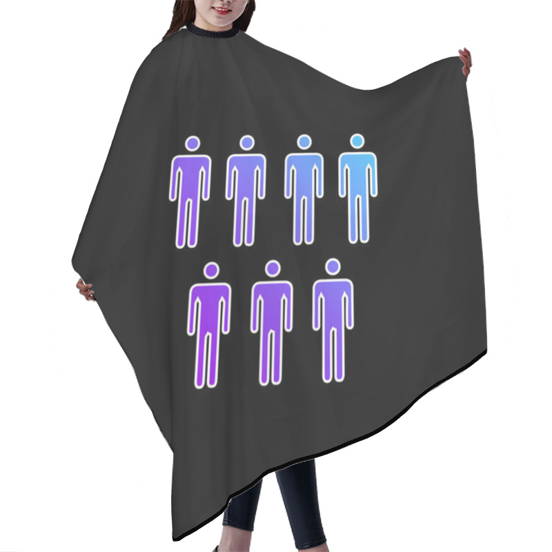 Personality  7 Persons Male Silhouettes Blue Gradient Vector Icon Hair Cutting Cape