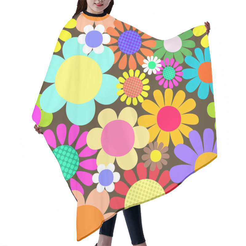 Personality  A Bright And Bold Floral Daisy Flower Pattern, Designed In A Retro Sixties Art Style. Hair Cutting Cape