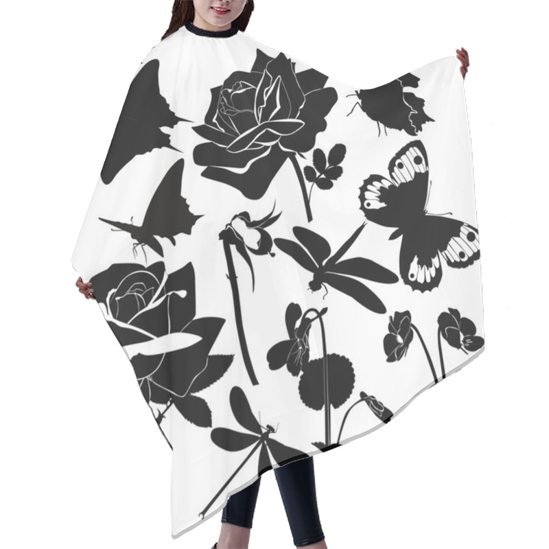 Personality  Flowers Insect Butterfly Violet Rose Hair Cutting Cape