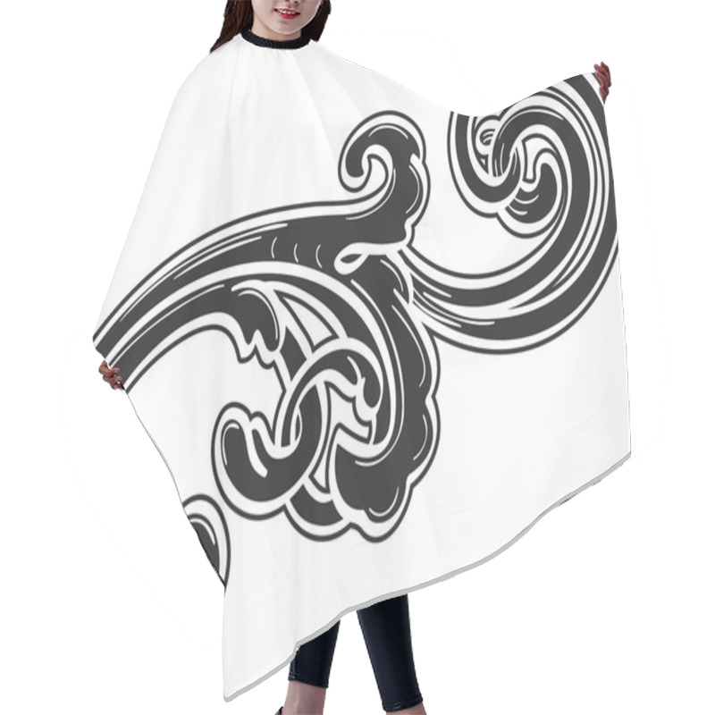 Personality  Black Baroque Acanthus Leaf Hair Cutting Cape