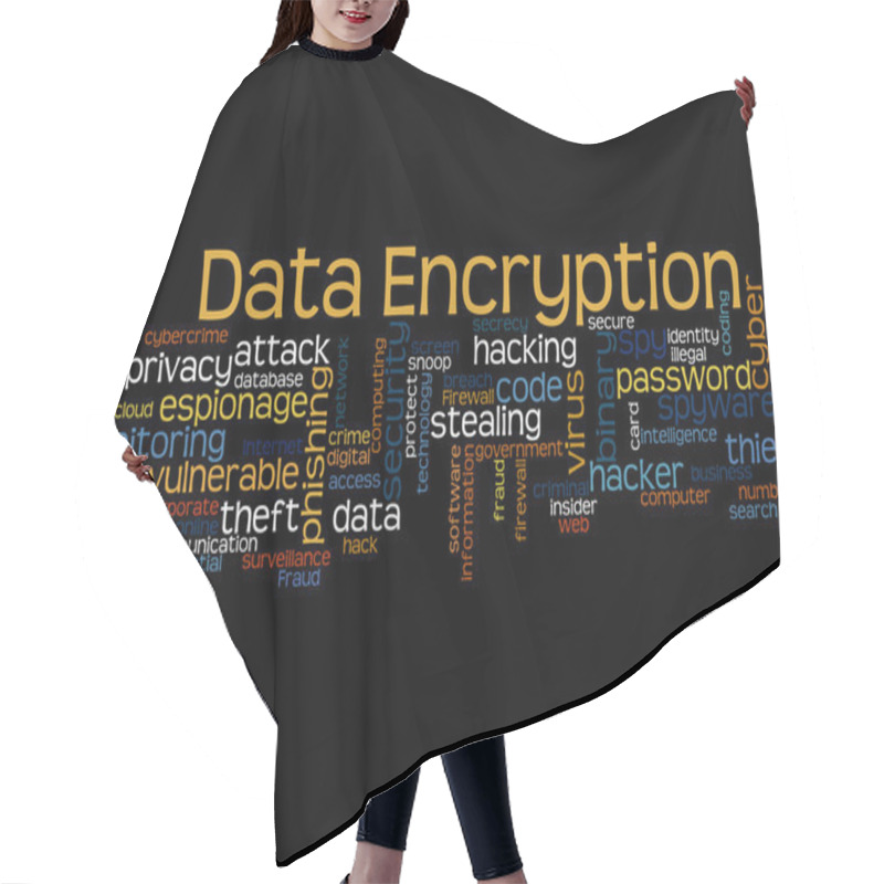 Personality  Data Encryption, Word Cloud Concept 8 Hair Cutting Cape