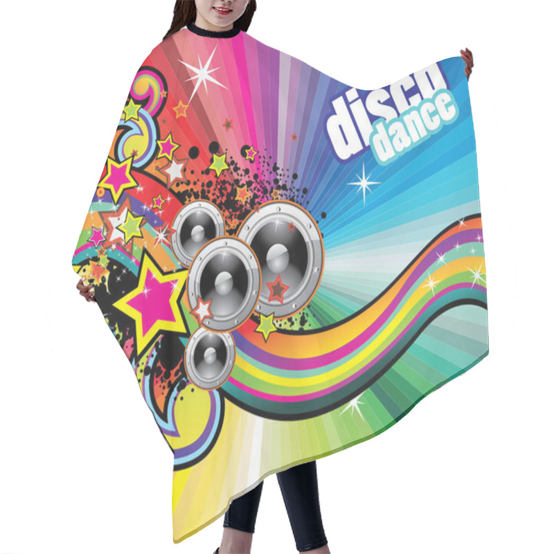 Personality  Disco Party Flyer With Disco Elements Hair Cutting Cape