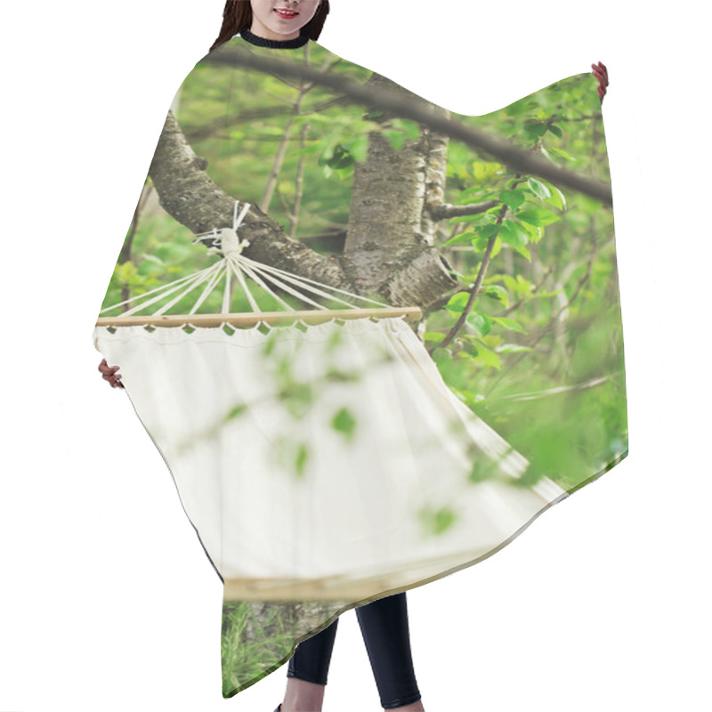 Personality  Hammock In Green Garden. Spring Hair Cutting Cape