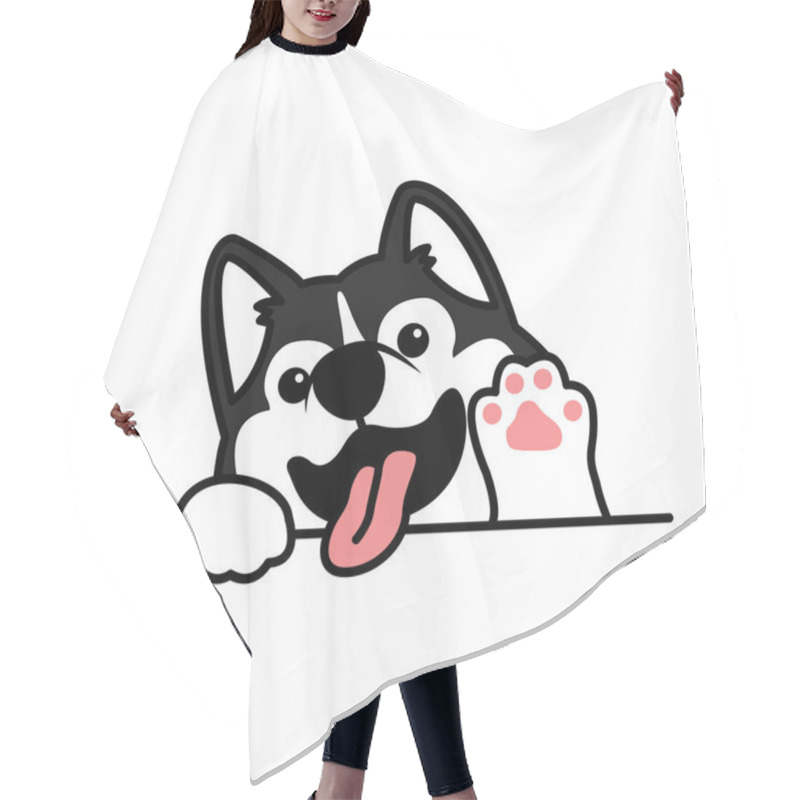 Personality  Cute Siberian Husky Dog Waving Paw Cartoon, Vector Illustration Hair Cutting Cape