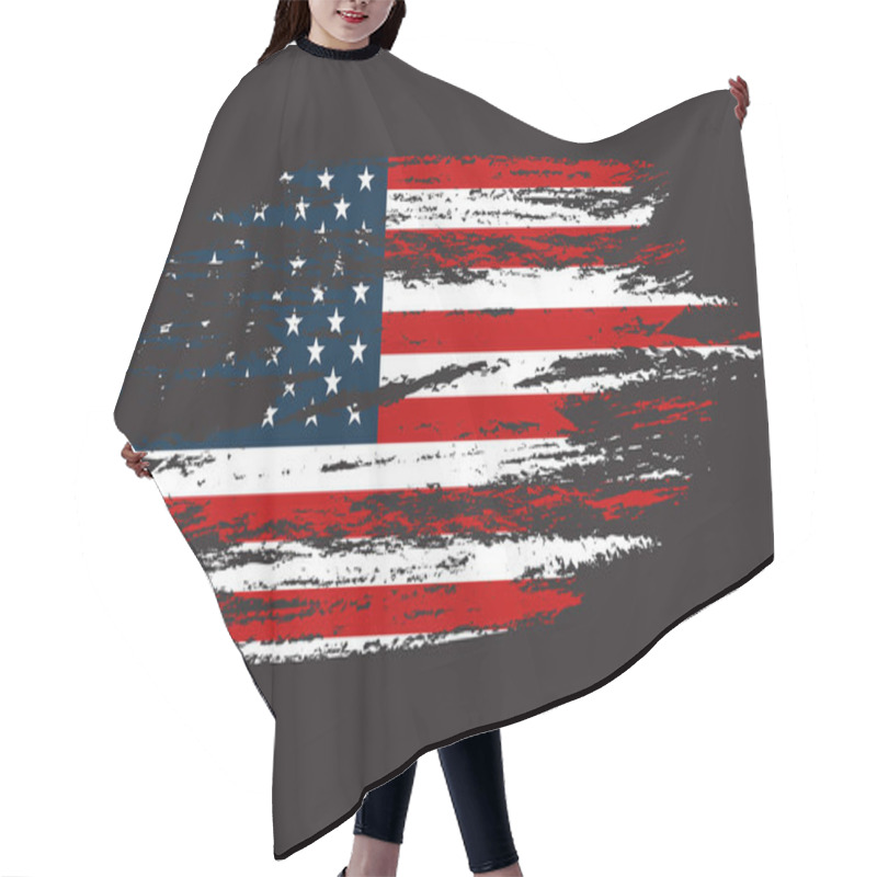 Personality  Grunge Flag Of The USA In With Grunge Texture. Hair Cutting Cape