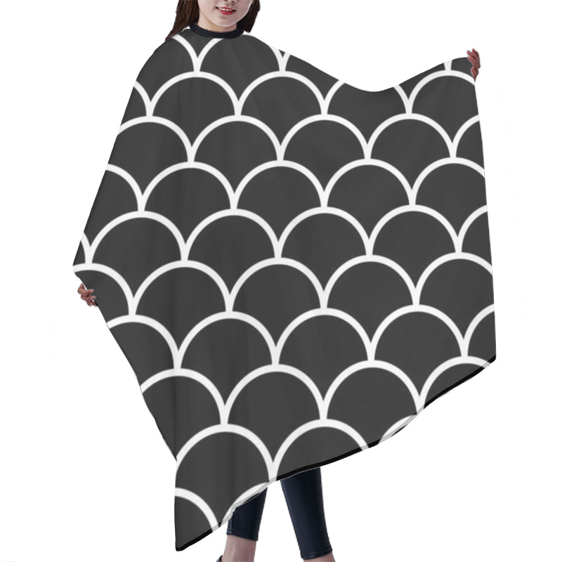 Personality  Vector Fish Scale Seamless Pattern . Monochrome Geometric Texture. Hair Cutting Cape