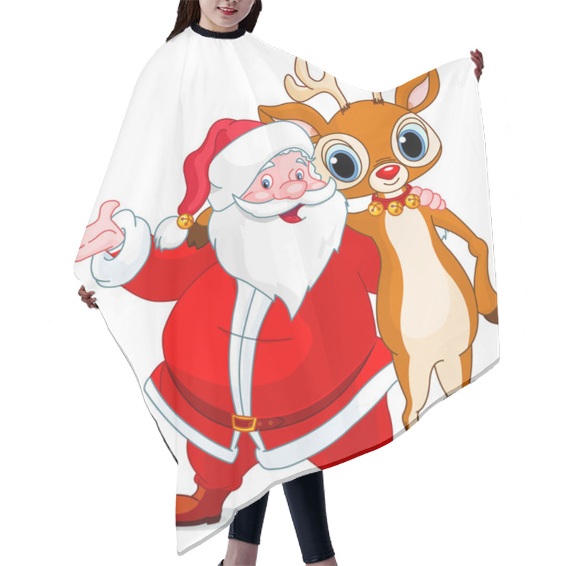 Personality  Santa And His Reindeer Rudolf Hair Cutting Cape