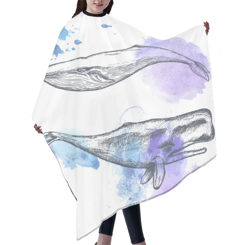 Personality  Hand Drawn Whales. Hair Cutting Cape