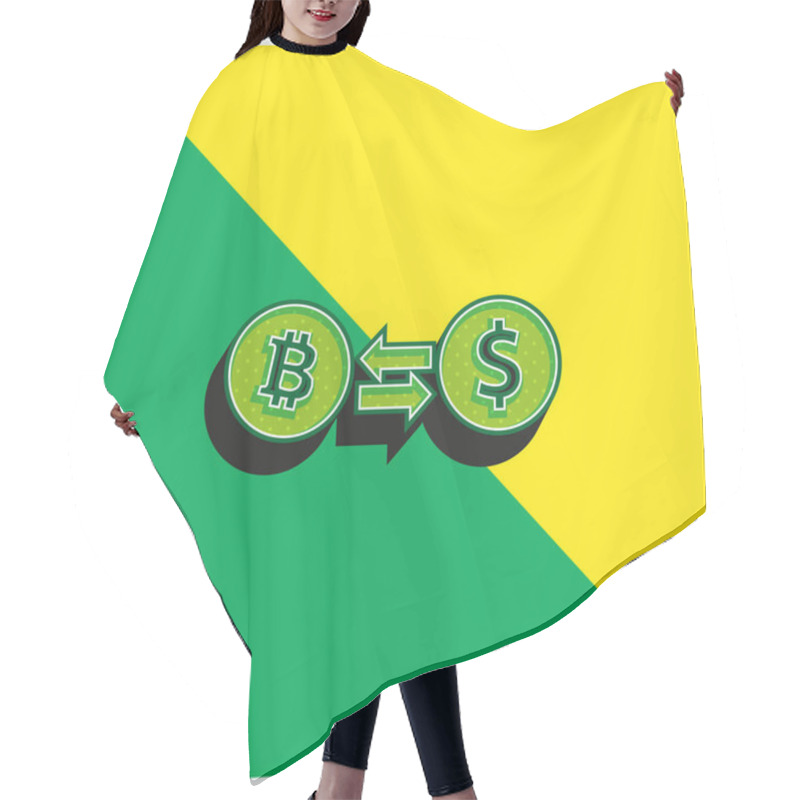 Personality  Bitcoin To Dollar Exchange Rate Symbol Green And Yellow Modern 3d Vector Icon Logo Hair Cutting Cape