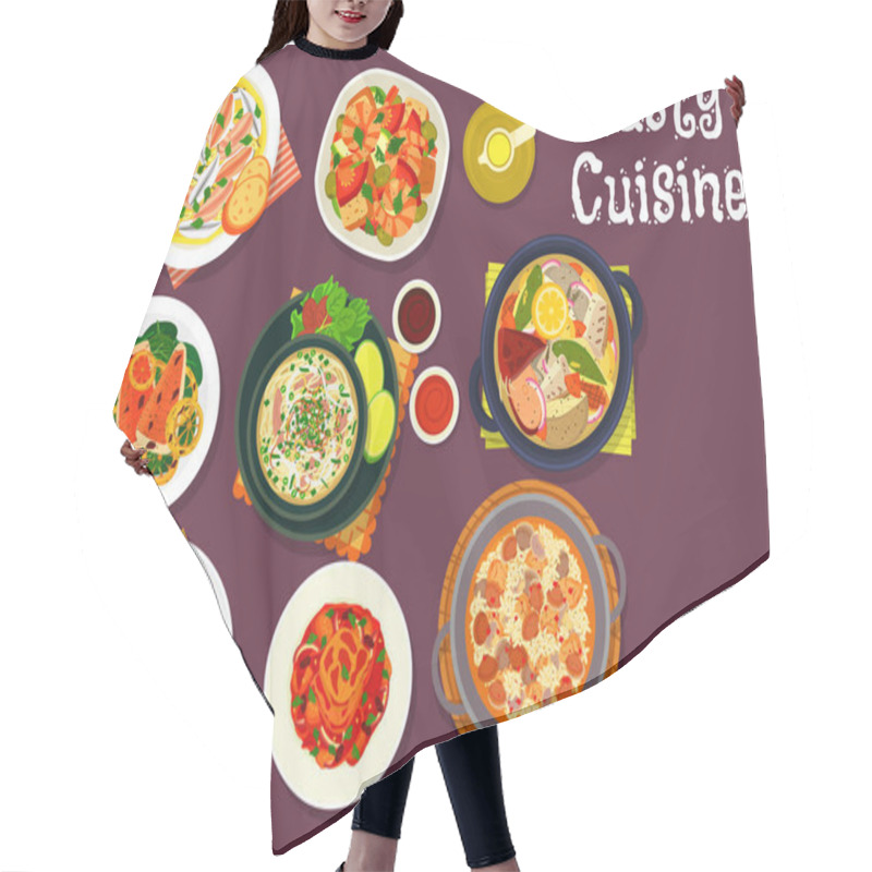 Personality  Fresh Seafood Dishes Icon For Food Theme Design Hair Cutting Cape