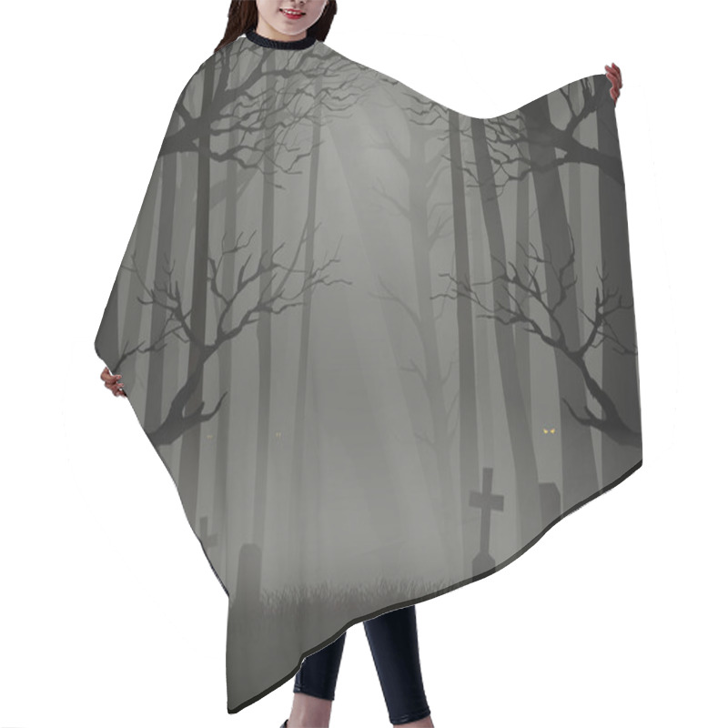 Personality  Silhouette Illustration Of Trees In The Dark Scary Woods, For Halloween Theme Or Background Hair Cutting Cape