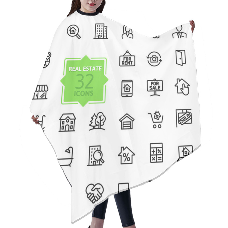 Personality  Outline Web Icons Set - Real Estate Hair Cutting Cape