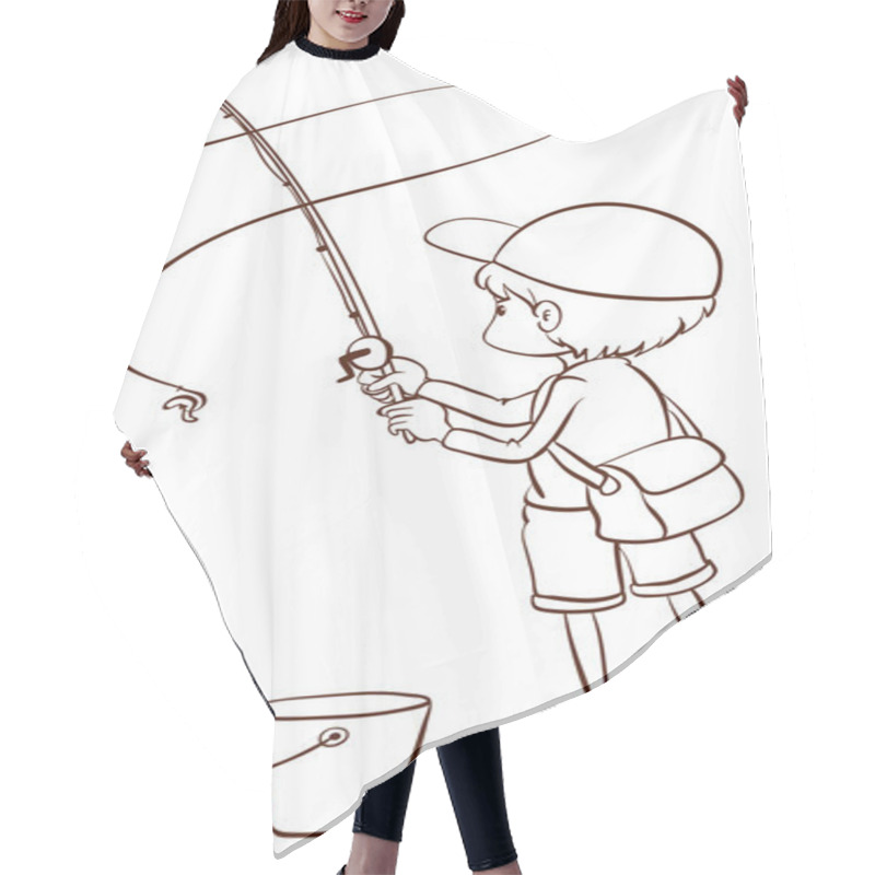 Personality  A Plain Sketch Of A Boy Fishing Hair Cutting Cape