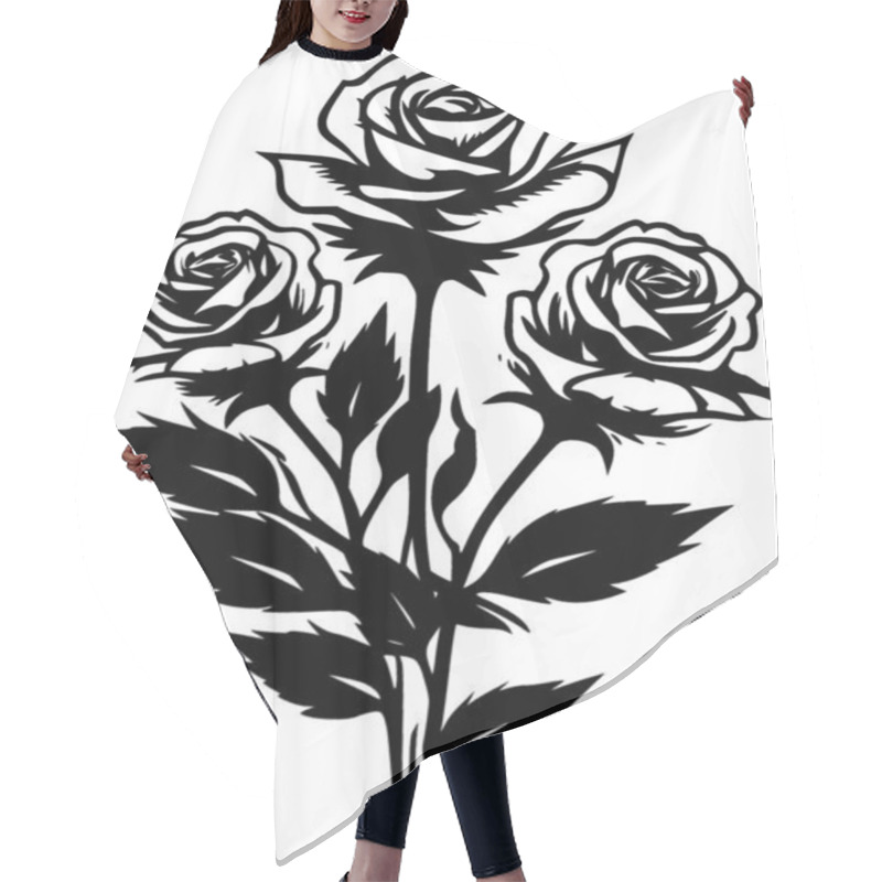 Personality  Roses - Minimalist And Flat Logo - Vector Illustration Hair Cutting Cape