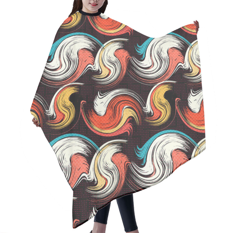 Personality  Bright Graffiti Geometric Seamless Pattern Grunge Effect Hair Cutting Cape