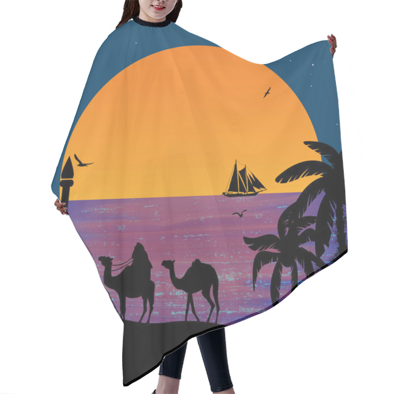 Personality  Camel Caravan At Sunset Hair Cutting Cape