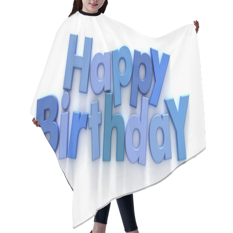 Personality  Happy Birthday In Blue Letters Hair Cutting Cape