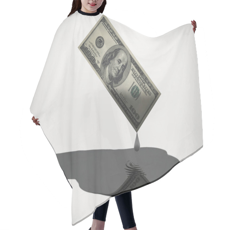 Personality  Oil Drips From US 100 Dollar Bill Hair Cutting Cape