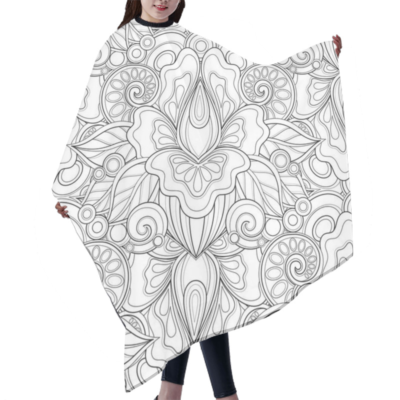 Personality  Monochrome Pattern With Floral Motifs Hair Cutting Cape