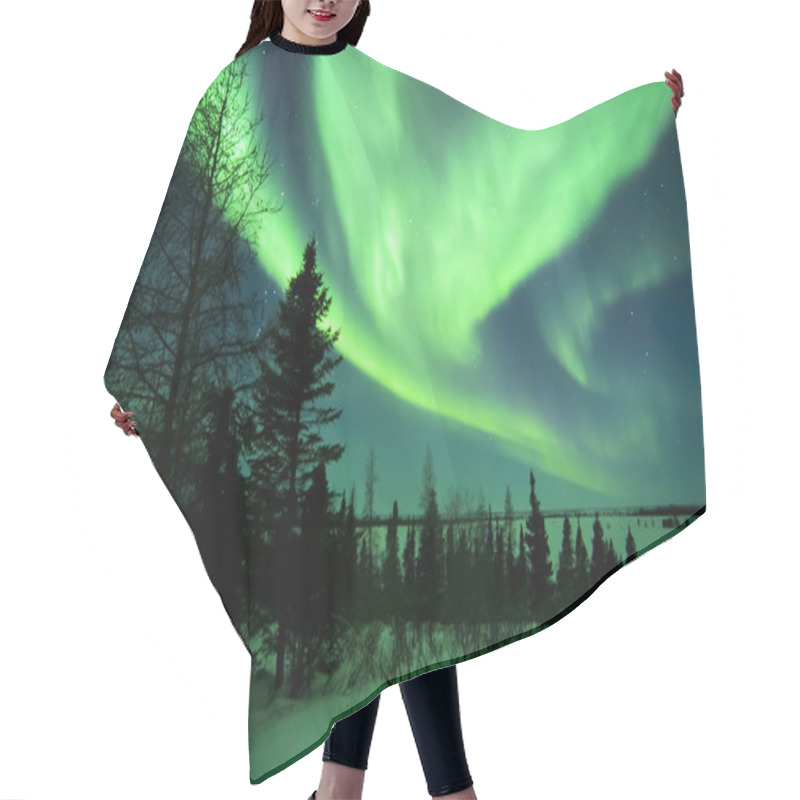 Personality  Nightsky Lit Up With Aurora Borealis, Northern Lights, Wapusk National Park, Manitoba, Canada. Hair Cutting Cape