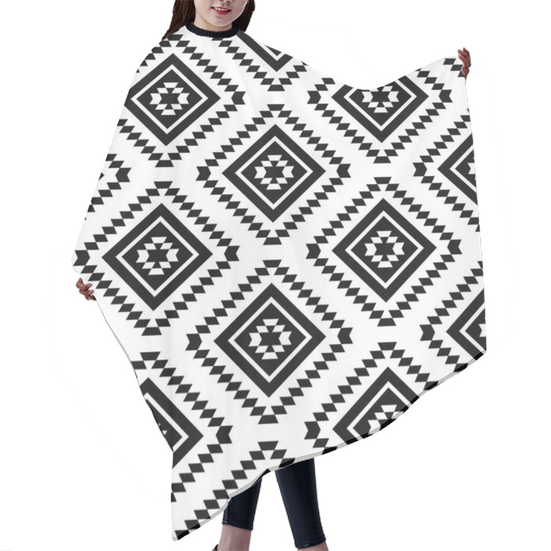 Personality  Tribal Seamless Pattern, Aztec Black And White Background Hair Cutting Cape