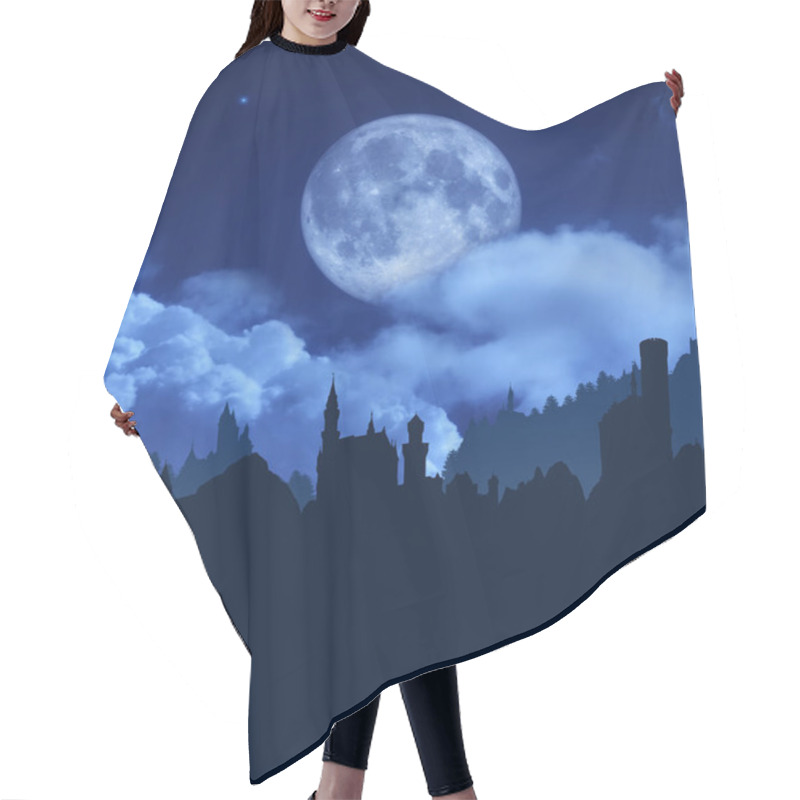 Personality  Medieval German Castle Under Full Moon Hair Cutting Cape