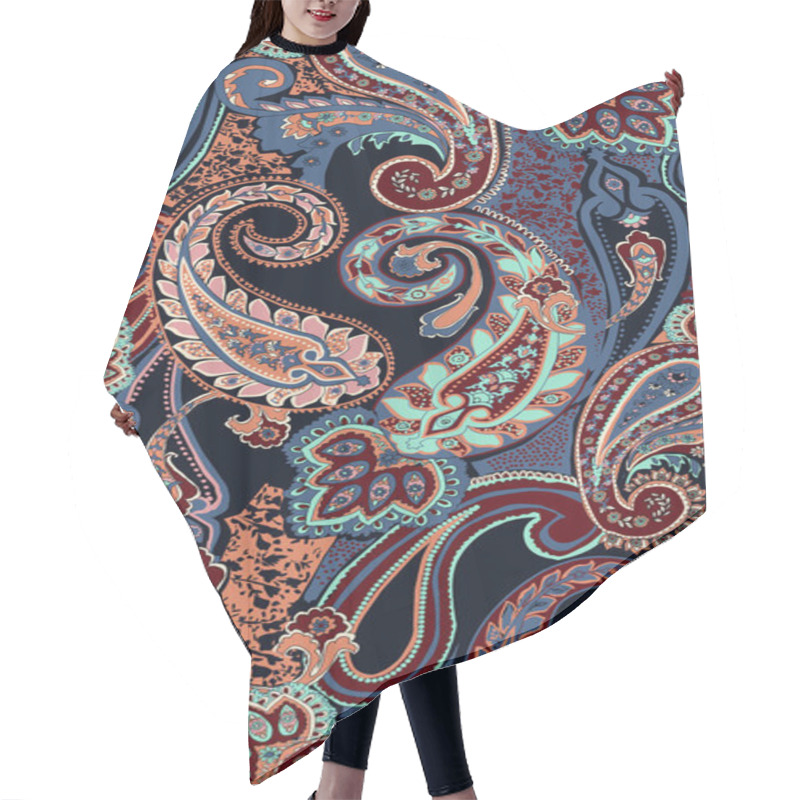 Personality  Paisley Design Shawl Pattern. Seamless Asian Textile Background. Damask Seamless Pattern, Paisley Pattern Hair Cutting Cape