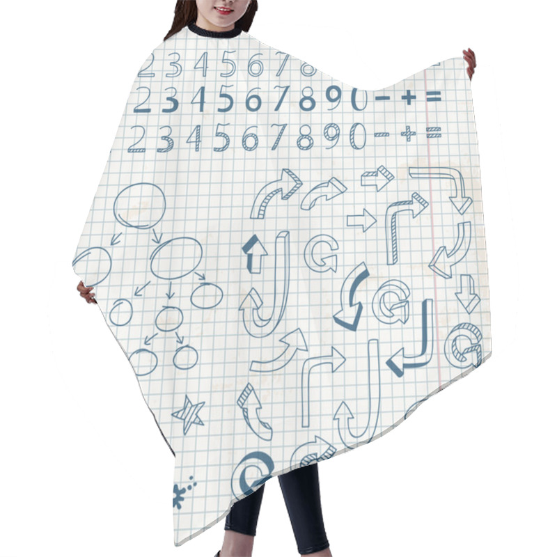 Personality  Set Of Hand-painted Figures, Arrows, Mathematical Symbols. Hair Cutting Cape