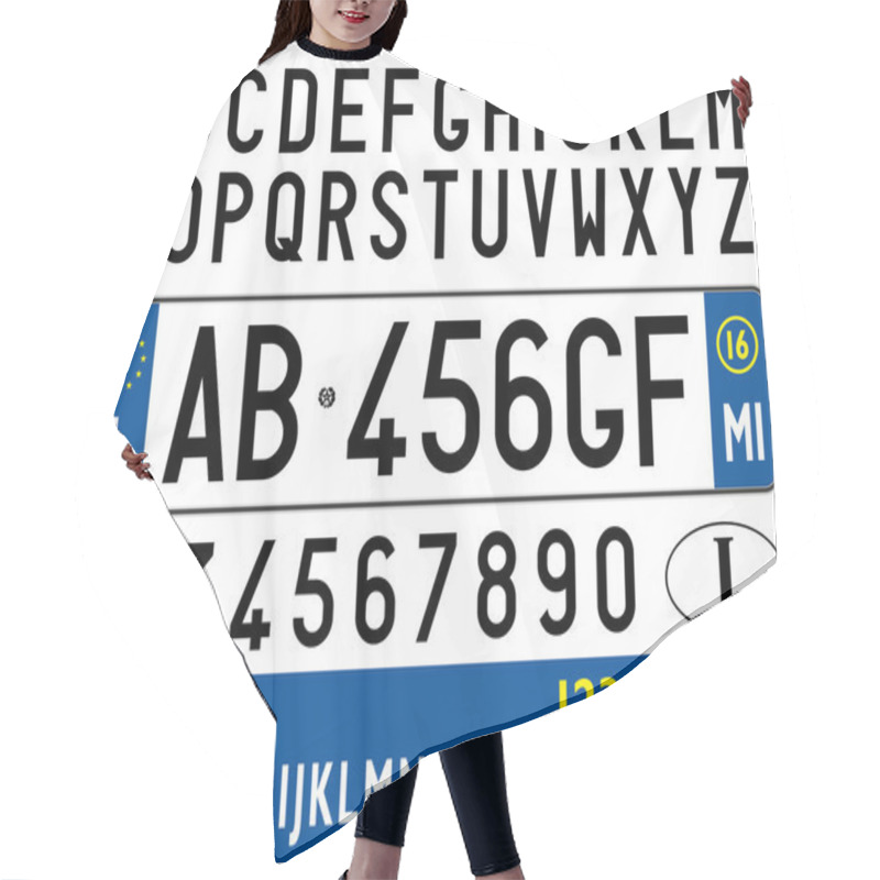 Personality  Italian Car Plate With Symbols, Numbers And Letters Hair Cutting Cape