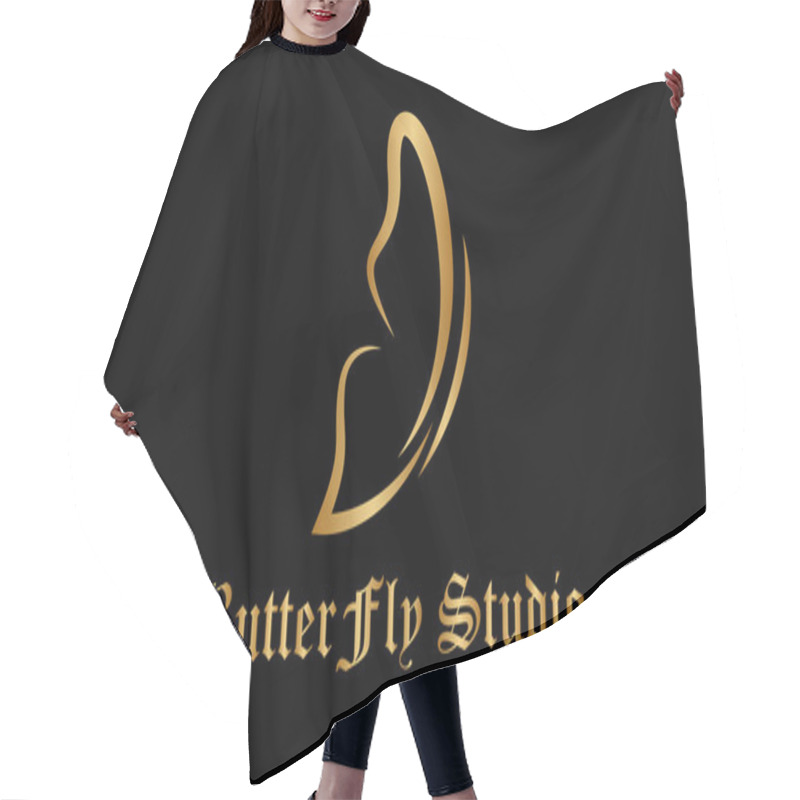 Personality  Golden Butterfly Logo Hair Cutting Cape