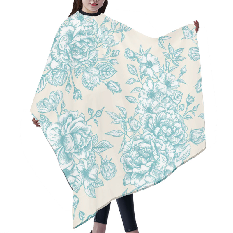 Personality  Seamless Pattern With  Roses Hair Cutting Cape