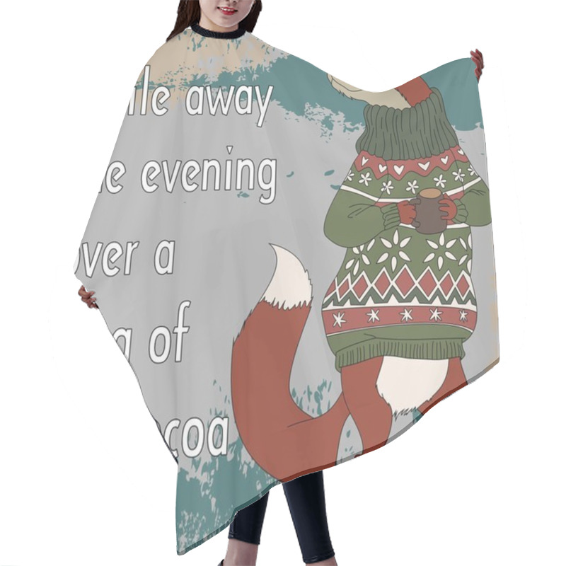 Personality  Wild Animals In Winter Sweater With Cup Hair Cutting Cape