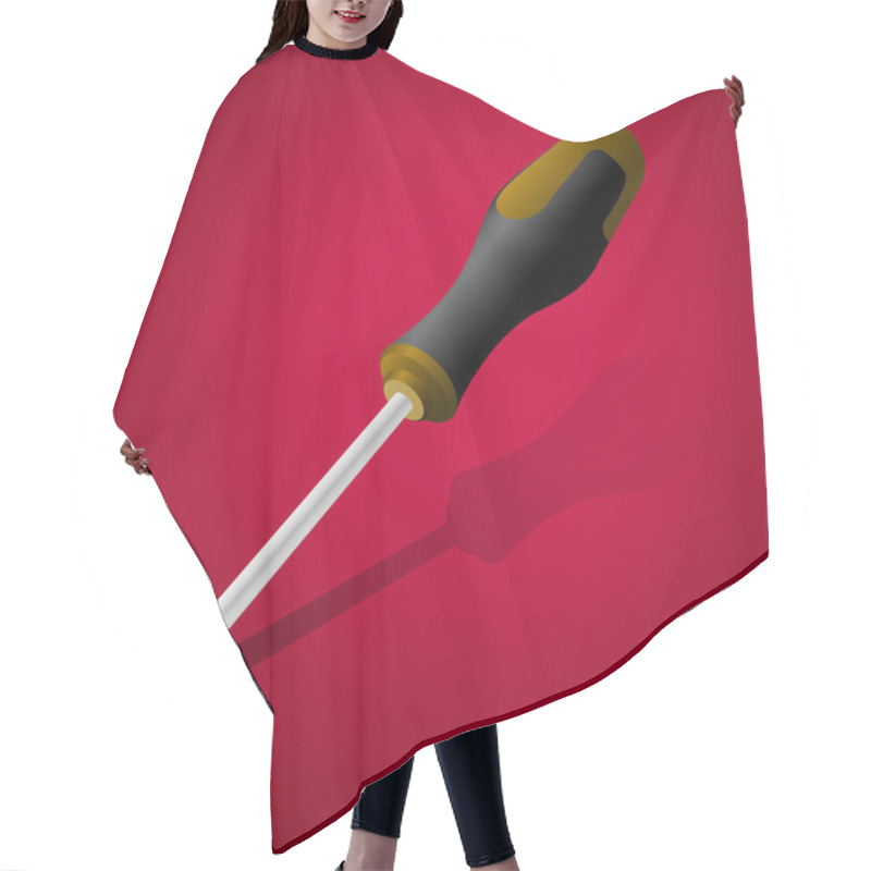 Personality  Screwdriver On Red Background.Vector Illustration Hair Cutting Cape