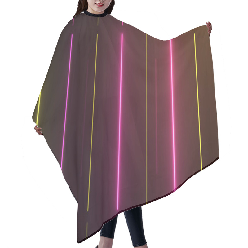 Personality  Neon Halogen Rainbow Yellow Pink Lamps Glow With Futuristic Bright Reflections. 3d Illustration Hair Cutting Cape