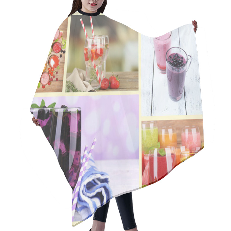 Personality  Collage Of Cold Summer Beverages Hair Cutting Cape