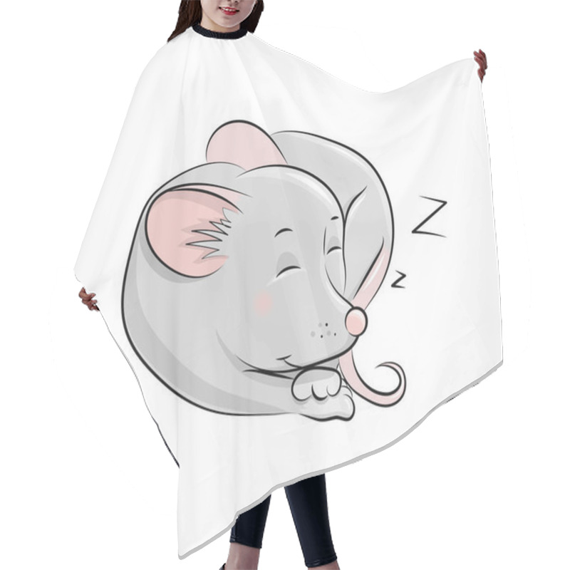 Personality  Cute Cartoon Mouse. Hand Drawn Illustration Of The Sleeping Animal.  Hair Cutting Cape