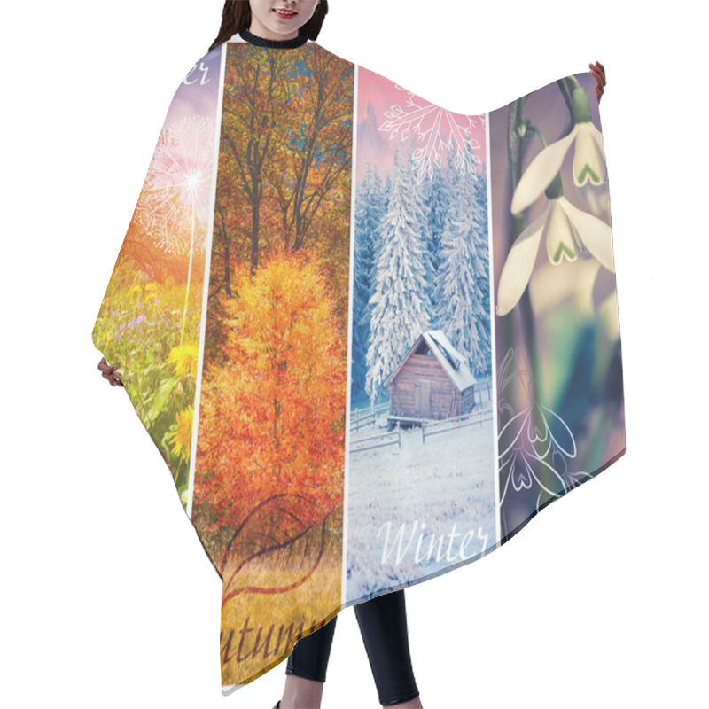 Personality  Set Of 4 Vertical Seasons Hair Cutting Cape