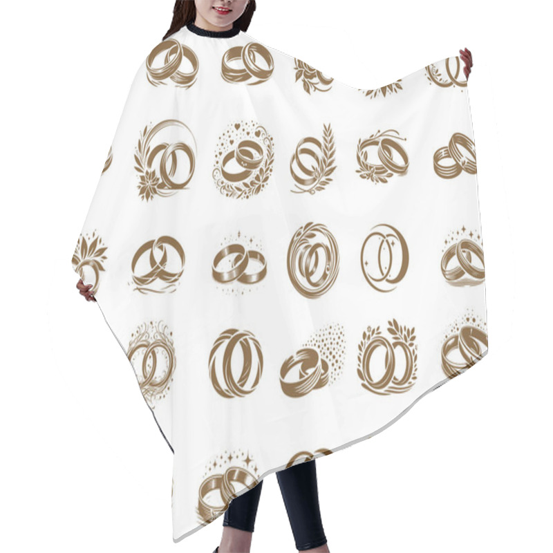 Personality  Graphic Illustration Of Intertwined Wedding Rings With Ornamental Details Hair Cutting Cape