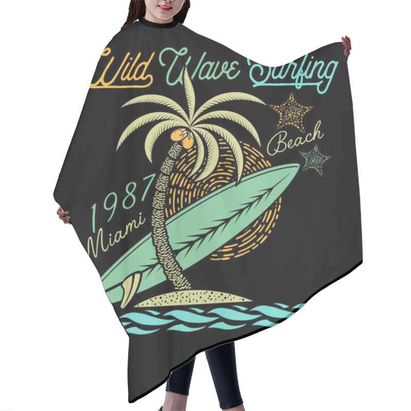 Personality  Wild Wave Surfing Poster Hair Cutting Cape