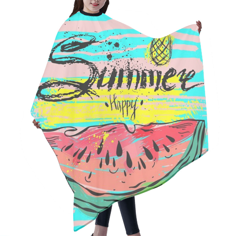 Personality  Vector Summer Background.Hello Summer Vector Illustration.Vector Hand Lettering Inspirational Typography Poster Hello Summer Hair Cutting Cape